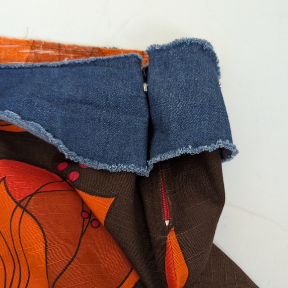 Floral & Denim Skirt Mini Knee Length Asymmetrical Handmade Pencil Circle A-line - Picture 6 of 9